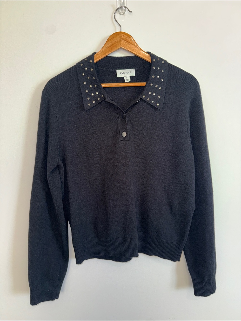 Evereve Studded Collar Polo Sweater